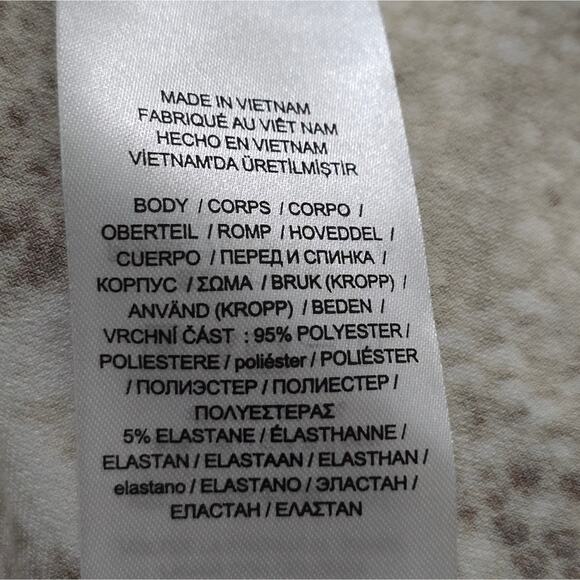 Ralph Lauren Tan & White Snakeskin Surplice Belted Waist Stretch Blouse Size M - Picture 7 of 8